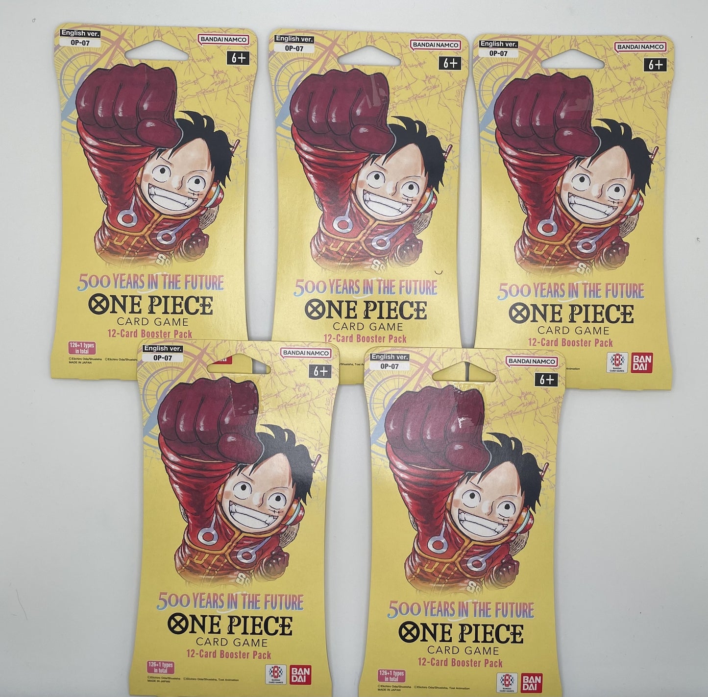 One Piece Op-07 500 Years In The Future Sleeved Booster Blister Sealed Lot Of 5